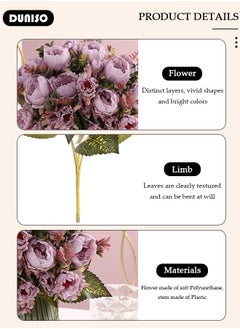 DUNISO Artificial Flowers Table Centerpieces Decor Fake Tulips Silk Flowers Bouquets Arrangement for Home Room Office Party Table Flowers Decoration Wedding Table Centerpieces  - Image 2