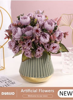 DUNISO Artificial Flowers Table Centerpieces Decor Fake Tulips Silk Flowers Bouquets Arrangement for Home Room Office Party Table Flowers Decoration Wedding Table Centerpieces  - Image 1