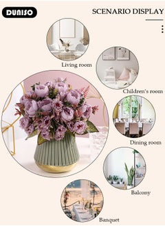 DUNISO Artificial Flowers Table Centerpieces Decor Fake Tulips Silk Flowers Bouquets Arrangement for Home Room Office Party Table Flowers Decoration Wedding Table Centerpieces  - Image 3