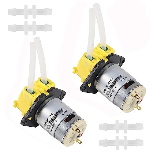 SHUTAO 2Pcs DC 12V Peristaltic Pump DIY Small Liquid Dosing Pump for Aquarium Lab Analytical Yellow - Image 1