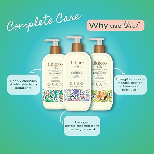 Tikitoro Kids Body and Hair Combo Offer Pack - 300ml x 3, Nourishing Body wash, Conditioning Shampoo & Soothing Body Lotion, Gift Sets for Kids, 100% Vegan, Age: 4+ Years. - Image 2