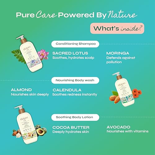 Tikitoro Kids Body and Hair Combo Offer Pack - 300ml x 3, Nourishing Body wash, Conditioning Shampoo & Soothing Body Lotion, Gift Sets for Kids, 100% Vegan, Age: 4+ Years. - Image 3