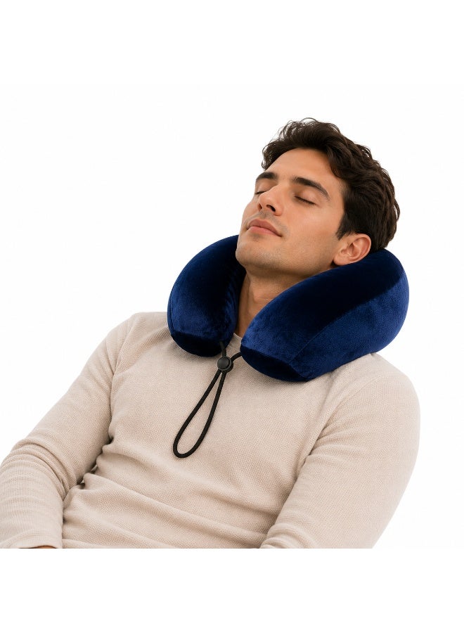 Ergonomic Memory Foam Neck Pillow with Premium Velvet Cover for Ideal Neck Support During Sleep, Travel and Work - Image 1