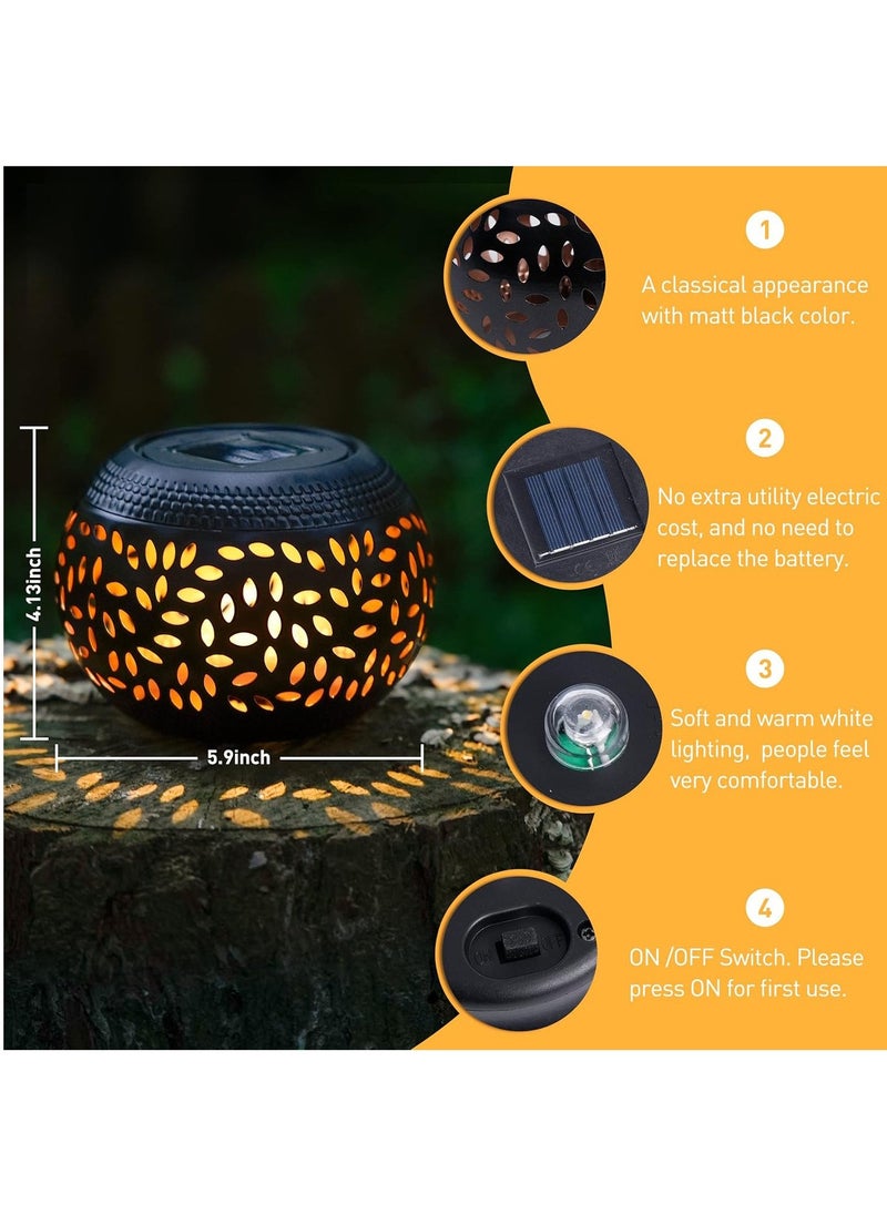 Hihonor Outdoor Lanterns for Patio Waterproof, Outdoor Patio Decor Solar Lantern Lights, Solar Table Lamps for Outside Patio, Garden, Camping, Desk, Yard(Black) - Image 2