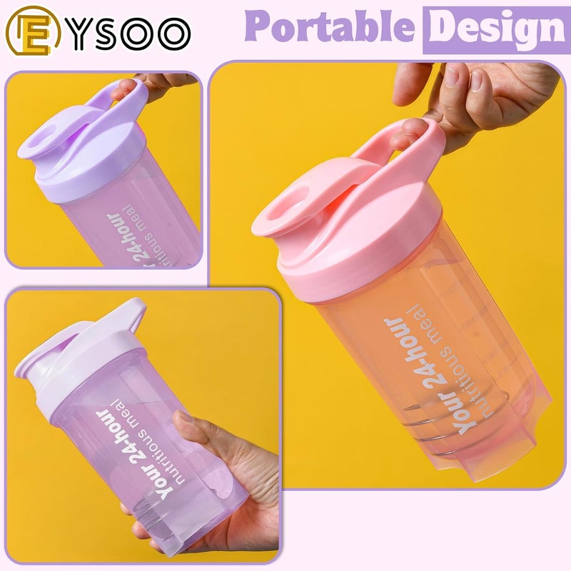 EYSOO Protein Shaker Bottle 2 Pack 500ml / 17oz Shaker Bottle for Protein Mixes Leakproof Protein Shaker BPA Free Gym Shaker Cup (Pink & Purple) - Image 5
