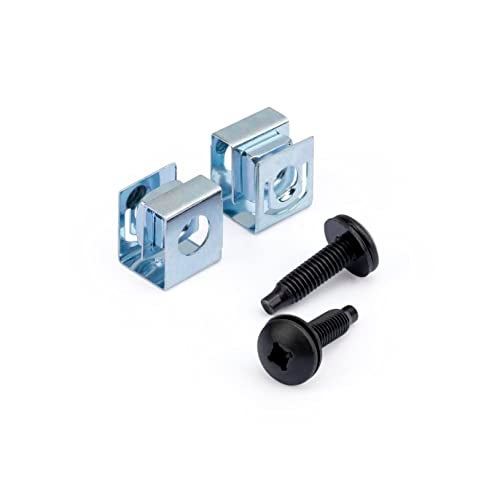 Startech.com StarTech 50Pack 1032 19mm Screws and Square Hole Clip Nuts for 19 or 10 Server Racks Cabinets and Enclosures Black and Silver TAA - Image 1