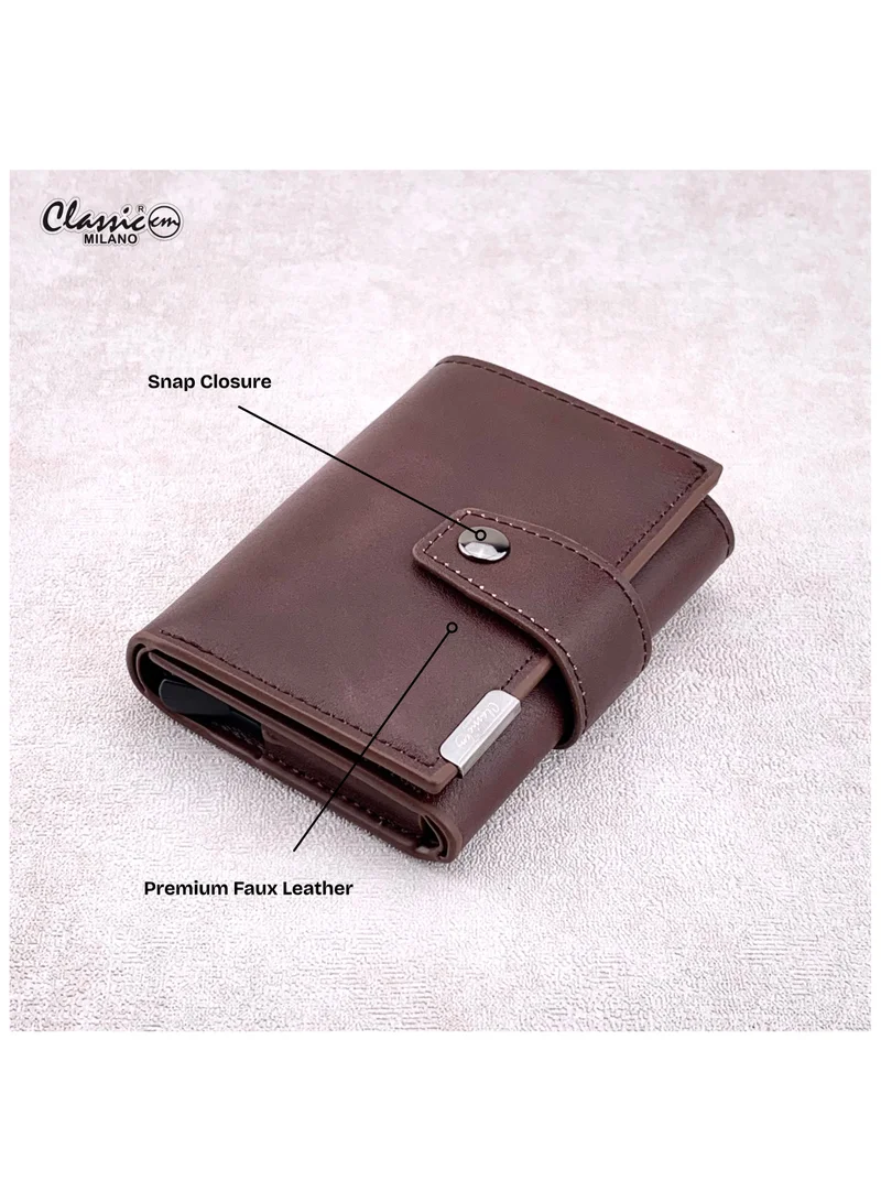 Classic Milano Brown (K1802-G056) Classic Milano RFID Blocking Faux Leather Wallet for Men and Women | Card Holder Wallet Pop-up, Credit Card Holder for Men | Wallet for Men & Women’s Card Wallet for Men | Best Price UAE