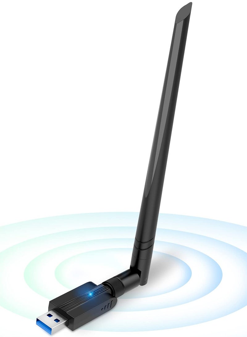 KASTWAVE محول واي فاي لاسلكي USB للكمبيوتر الشخصي، دونجل واي فاي ثنائي النطاق 1300 ميجابايت في الثانية 2.4 جيجا/5 جيجا مع USB 3.0، محول شبكة لاسلكية لنظامي التشغيل Windows 11/10/8/7 وMac OS X - Image 1