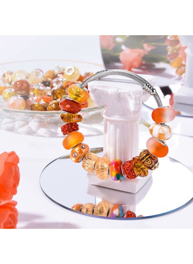 AIPRIDY 60 Pieces Assorted European Beads with Copper Core Big Hole Resin Spacer No Copper Core Lampwork Colorful Beads Rhinestone Craft Beads for DIY Charm Bracelet Jewelry Making (Orange) - Image 2
