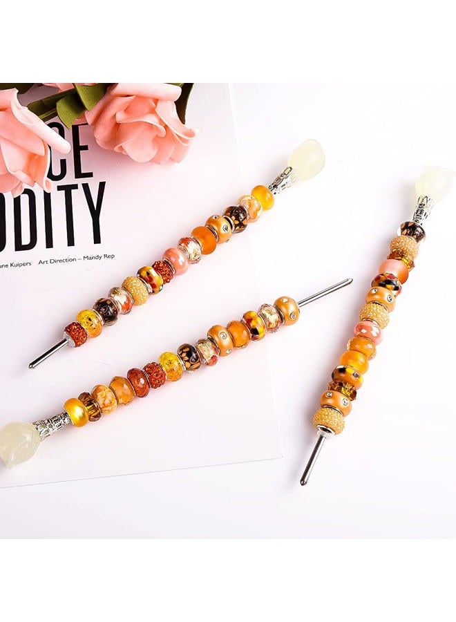 AIPRIDY 60 Pieces Assorted European Beads with Copper Core Big Hole Resin Spacer No Copper Core Lampwork Colorful Beads Rhinestone Craft Beads for DIY Charm Bracelet Jewelry Making (Orange) - Image 4