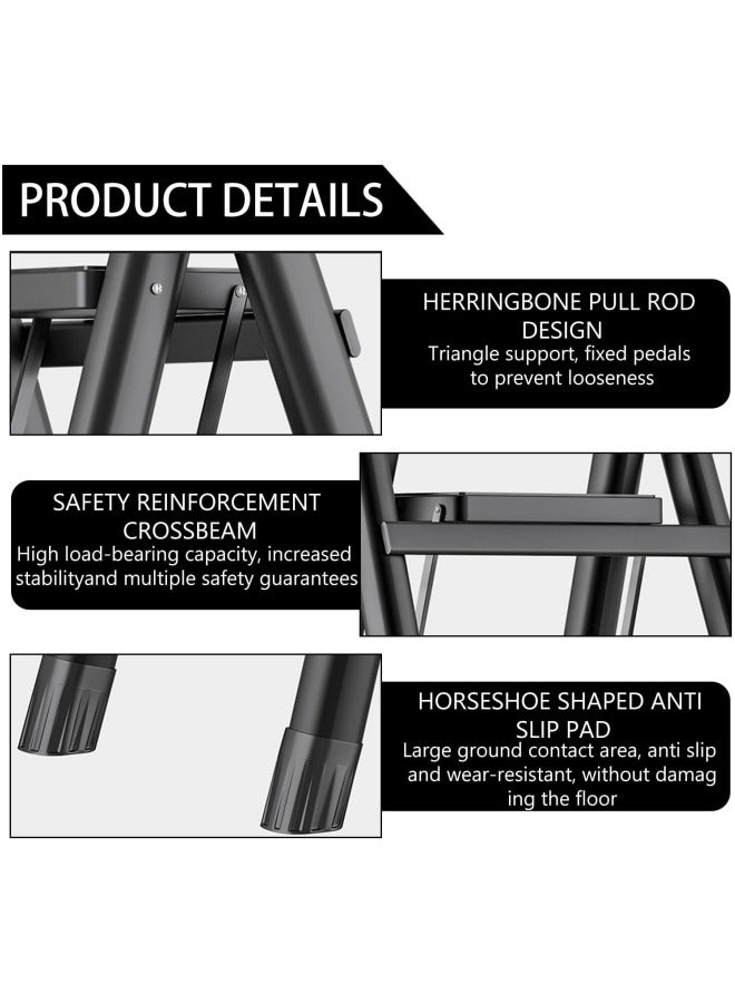 ألونغد خطوة سلم سلم قابلة للطي 3 خطوات مع البالغين واسعة مضادة للانزلاق القابل للطي سلم فولاذي متين للمنزل للحديقة حديقة المطبخ طاقة 150 كجم - Image 5