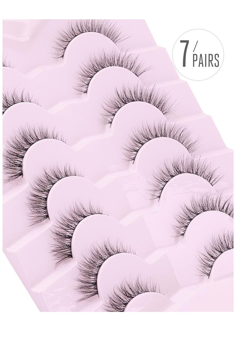 جوسكوين رموش طبيعية رقيقة – مظهر طبيعي – رموش صناعية – رموش طبيعية متوسعة – رموش عيون صناعية ناعمة ورقيقة – عبوة من 7 أزواج – D1 الطبيعية (6‑13 ملم) - Image 3