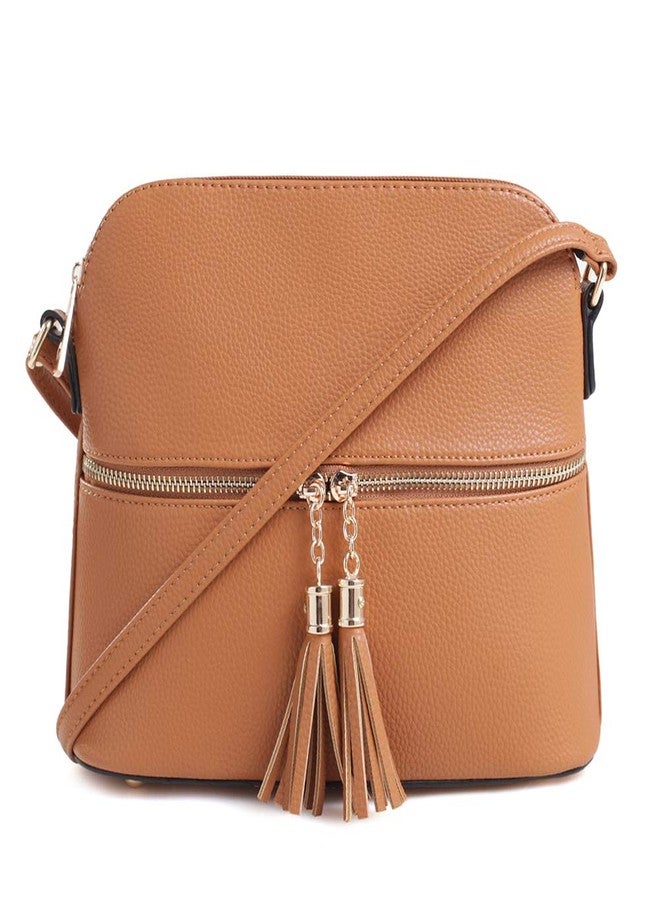 SG SUGU Lightweight Medium Dome Crossbody Bag with Tassel | Zipper Pocket | Adjustable Strap - Image 1