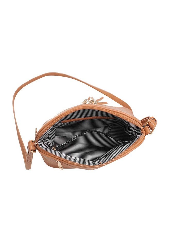 SG SUGU Lightweight Medium Dome Crossbody Bag with Tassel | Zipper Pocket | Adjustable Strap - Image 5