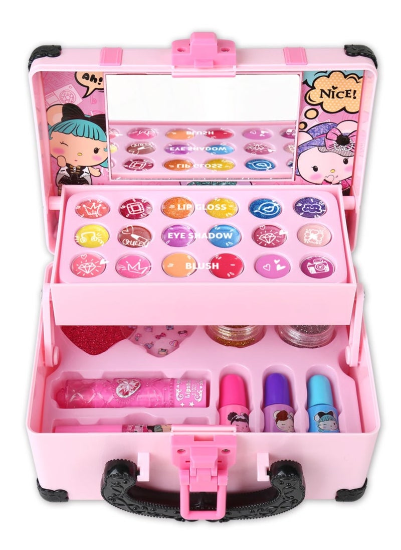 Joshberg - Kids Makeup Kit for Girls,Cosmetic Beauty Set,Portable Makeup Kit with Storage Case,Washable and Nontoxic Cosmetic Toys for Little Girls - Image 1
