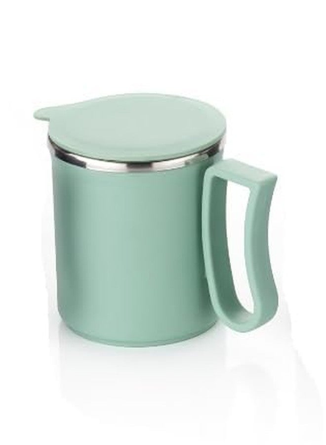 HAPPI Coffee Mug with Lid Insulated Stainless Steel for Tea Milk Mug Inner Stylist Double Wall Cup for Home Office Restaurant Use Gift Pack of 1 Pcs(Pista) - Image 2