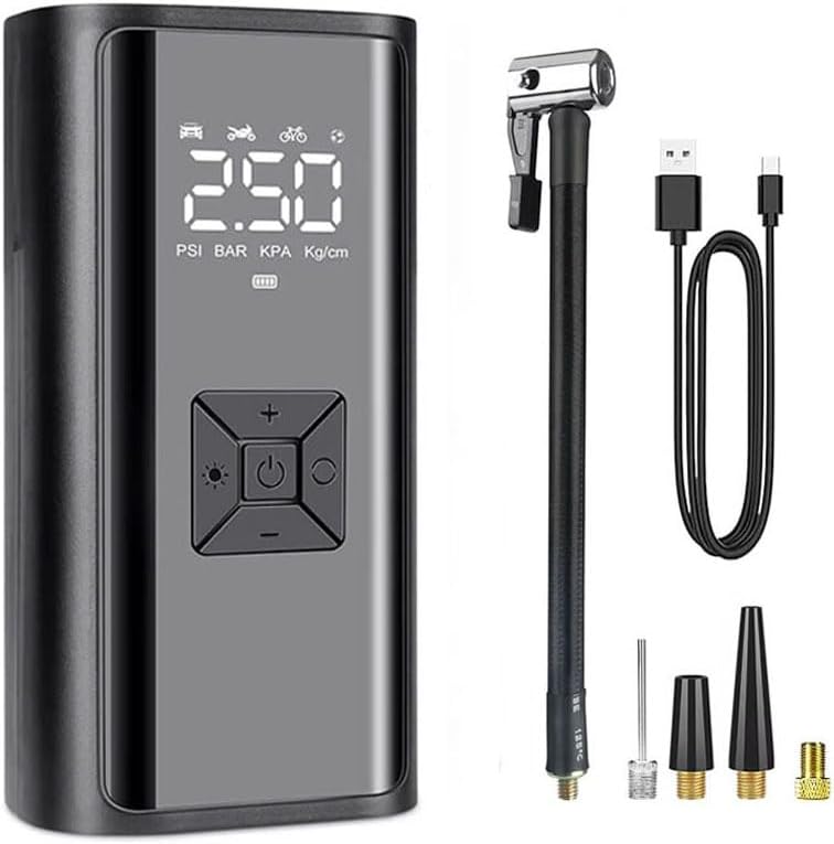 Portable Tyre Inflator 150 PSI – Digital Air Compressor with Pressure Gauge & LED Light, USB Rechargeable Pump for Car, Bike, Motorcycle, Balls – Compact, Cordless, Auto Shut-Off - Image 1