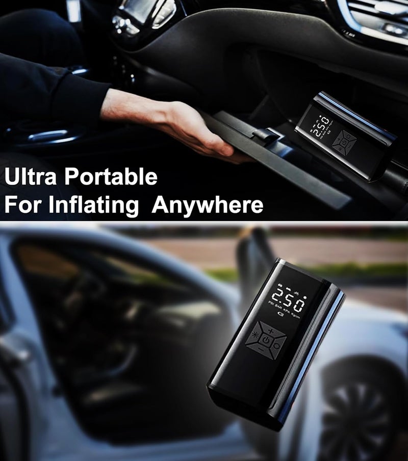 Portable Tyre Inflator 150 PSI – Digital Air Compressor with Pressure Gauge & LED Light, USB Rechargeable Pump for Car, Bike, Motorcycle, Balls – Compact, Cordless, Auto Shut-Off - Image 4
