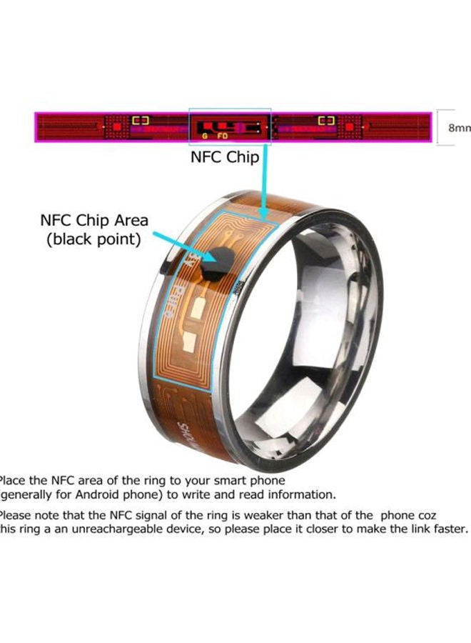 NIBEMINENT Multifunctional NFC Digital Ring (Size - 10) Silver/Gold  - Image 2