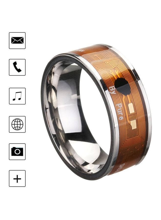 NIBEMINENT Multifunctional NFC Digital Ring (Size - 10) Silver/Gold  - Image 5