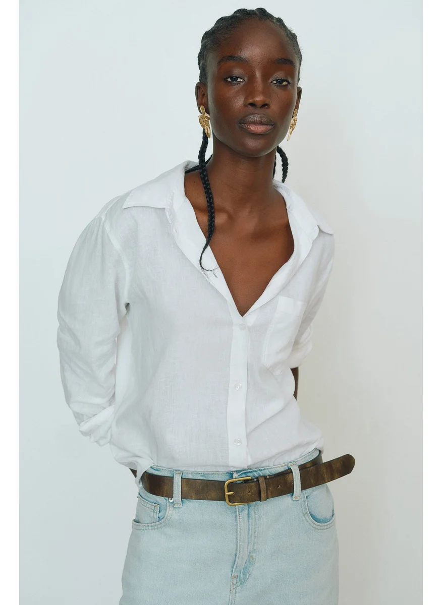 اتش اند ام Linen-Blend Shirt