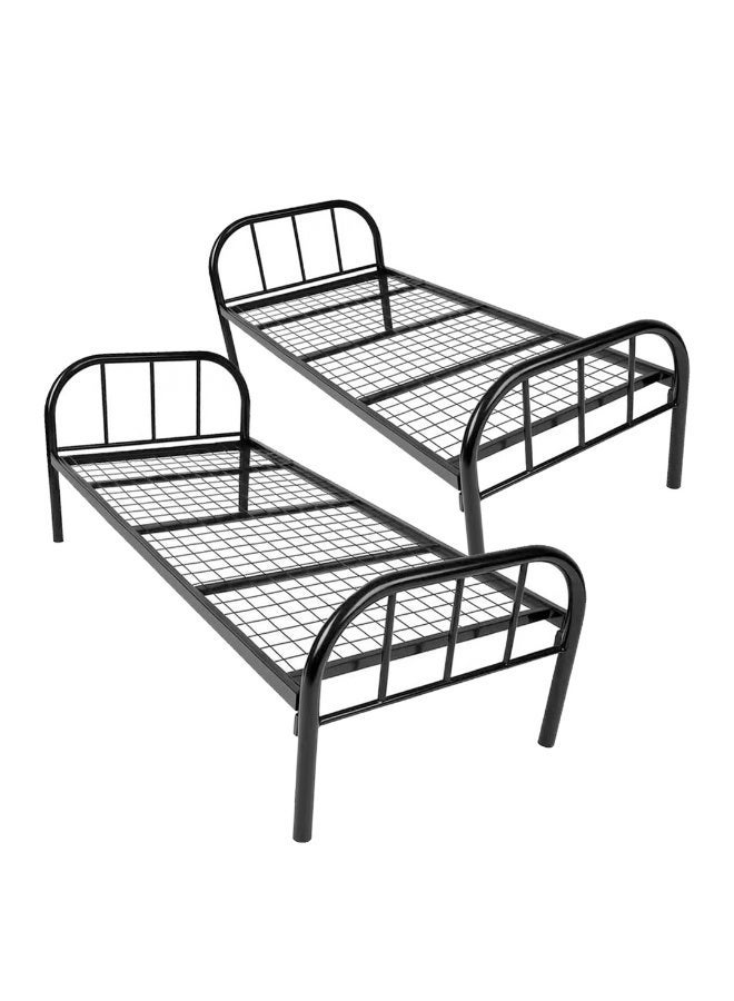 Package Two 2 Single Metal Bed Frame 90x190 cm – Heavy Duty Steel Bed for Adults, Staff, Hostel & Guest Room – Black Powder Coated Finish – Noise-Free, Strong & Easy to Assemble - Image 2