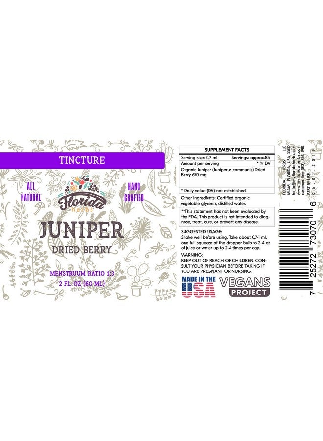 FLORIDA HERBS Juniper Tincture Alcoholfree Organic Juniper Berry Extract (Juniperus Communis) Nongmo In Coldpressed Organic Vegetable Glycerin 2 Oz - Image 3