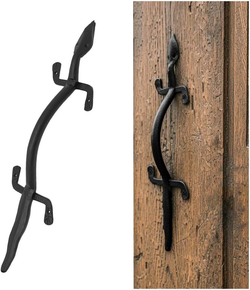 SaKeGa Medieval Reptile-Shaped Hand-Forged Door Handle Pull | 1 Pc 20 Inch Heavy-Duty Rustic Door Pull for Barn, Gate & Sliding Doors – Vintage Black Protective Finish - Image 1
