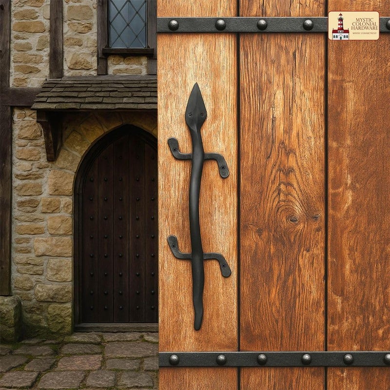 SaKeGa Medieval Reptile-Shaped Hand-Forged Door Handle Pull | 1 Pc 20 Inch Heavy-Duty Rustic Door Pull for Barn, Gate & Sliding Doors – Vintage Black Protective Finish - Image 3
