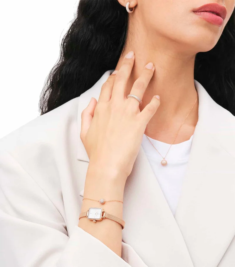 Daniel Wellington Women Pave Bracelet Rose Gold Stainless Steel & Crystals