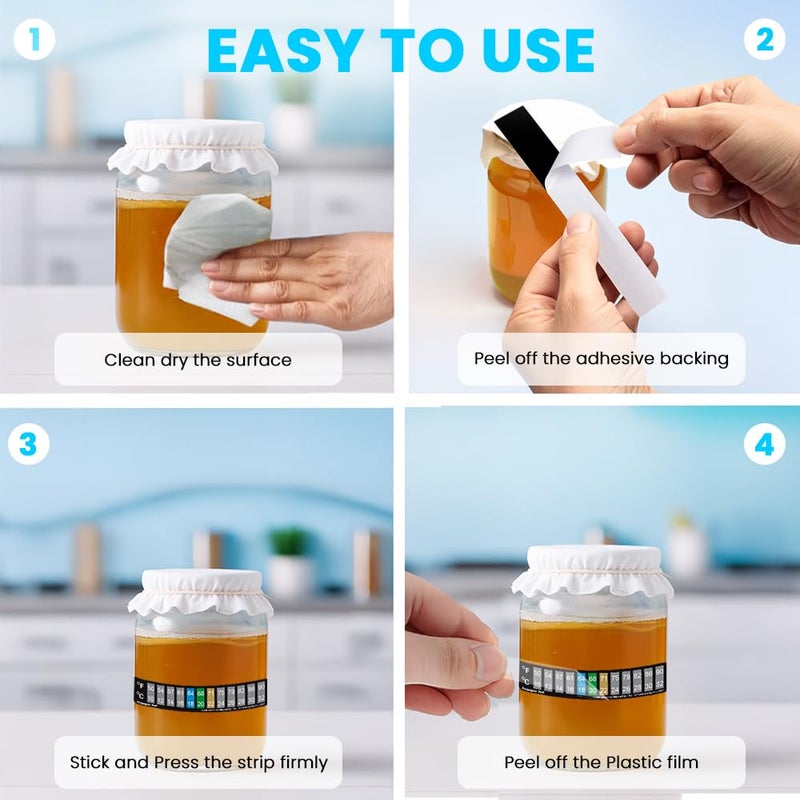 Propagate Pro Horizontal Stick On Thermometer Strip, Digital Temperature Display for Fermenting, Brewing, Wine, Beer, Kombucha or Aquariums. 50-90F (10-32C) Adhesive Sticker 10 Pack (10) - Image 4