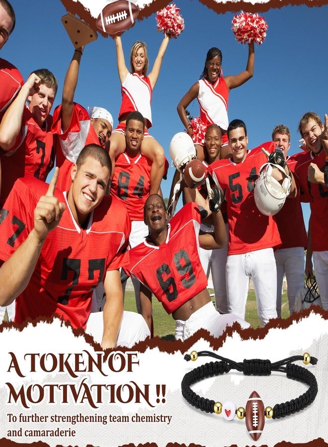 Quelay 48 Pcs Football Beads Bracelets Valentine Day Football Party Favors Gift Adjustable Soccer Charm Braided Bracelet Handmade Stuff for Fans - Image 3