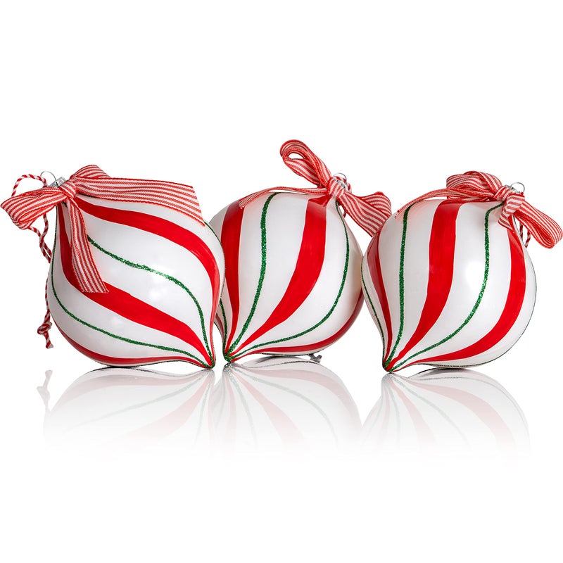 Ornativity Peppermint Candy Ornament Set  Christmas Candy Cane Ball Shatterproof Candy Balls Hanging Xmas Ornaments for Indoor or Outdoor Holiday Christmas Tree Decor  45 1 Dozen