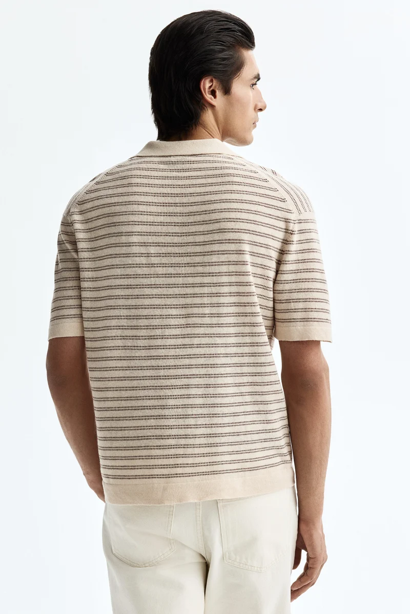 H&M  Regular Fit Linen-blend polo shirt for Men | Best Price UAE