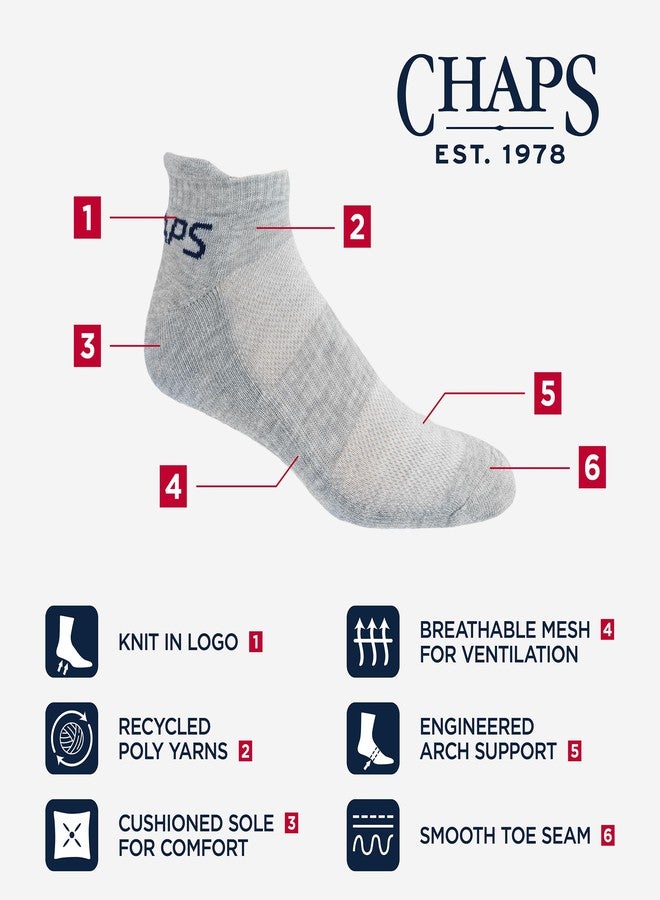 شابس جوارب تشابس الرياضية الرجالية عالية الأداء، مصنوعة من مزيج معاد تدويره، مريحة وناعمة، قصيرة، عبوة من 6 أزواج، ألوان متنوعة أبيض وأسود، مقاسات الأحذية الرجالية: 6-12 - Image 4