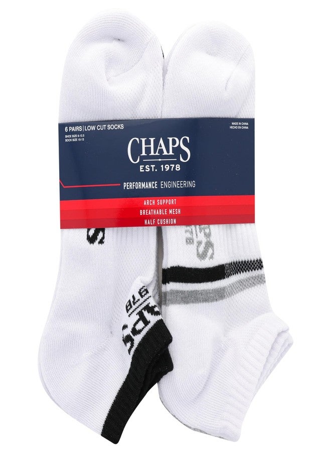 شابس جوارب تشابس الرياضية الرجالية عالية الأداء، مصنوعة من مزيج معاد تدويره، مريحة وناعمة، قصيرة، عبوة من 6 أزواج، ألوان متنوعة أبيض وأسود، مقاسات الأحذية الرجالية: 6-12 - Image 3