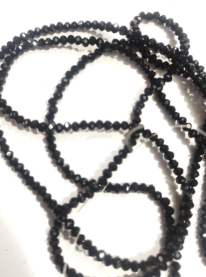 OMX Jet Black Rondelle/Tyre Faceted Crystal Beads (2 mm) 1000PC for – Jewellery Making, Beading, Arts and Crafts and Embroidery. - Image 5