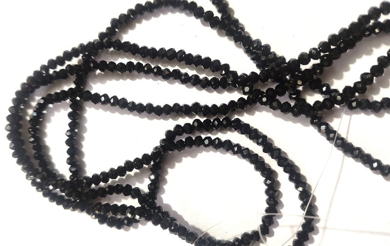 OMX Jet Black Rondelle/Tyre Faceted Crystal Beads (2 mm) 1000PC for – Jewellery Making, Beading, Arts and Crafts and Embroidery. - Image 1