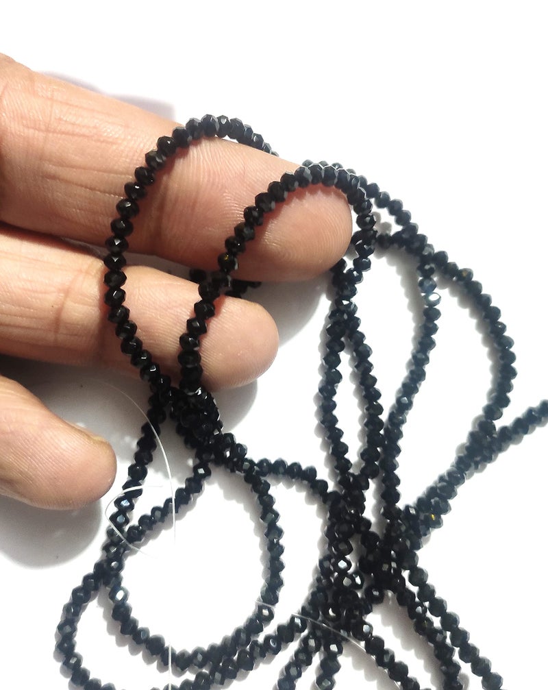 OMX Jet Black Rondelle/Tyre Faceted Crystal Beads (2 mm) 1000PC for – Jewellery Making, Beading, Arts and Crafts and Embroidery. - Image 2