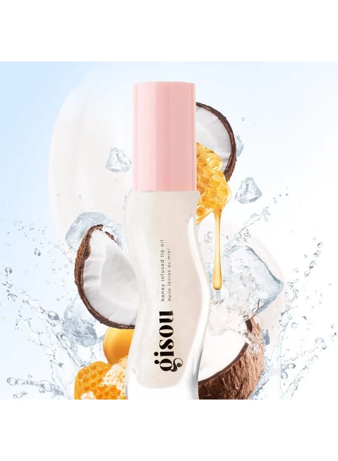 Gisou Honey Infused Lip Oil – Coconut Frost | Nourishing, Hydrating Glossy Lip Oil With Mirsalehi Honey | Non- Sticky Shine & Coconut Scent, 8Ml
