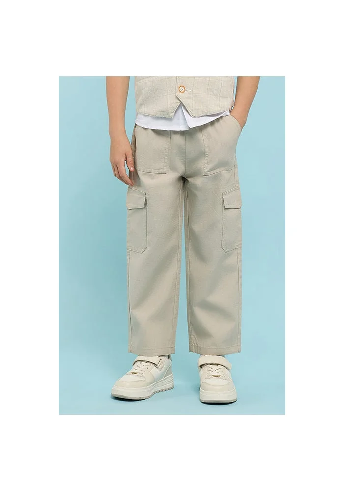 أر أند بي Solid Cargo Pants with Button Closure