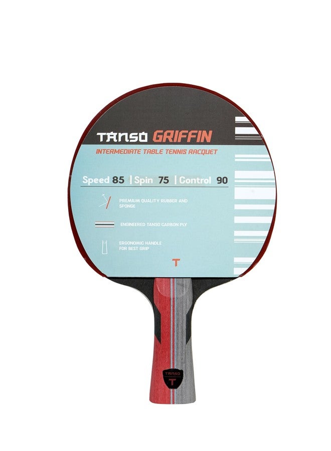 TANSO Griffin Table Tennis (TT) Carbon Racket (Premium ITTF Approved Gambler Rubber, Carbon ply, Ergonomic Grip Handle, Intermediate Players) - Image 1
