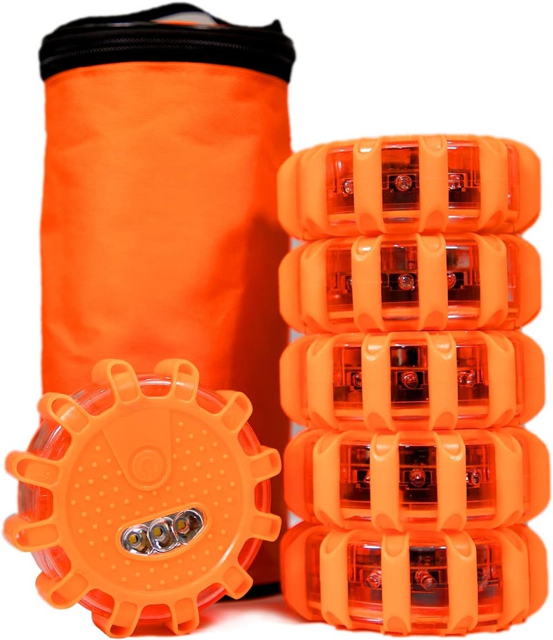Kitgo 6 Pack LED Road Flares Flashlight Emergency Safety Warning Light Kit with Magnetic Base & Hook - Image 1