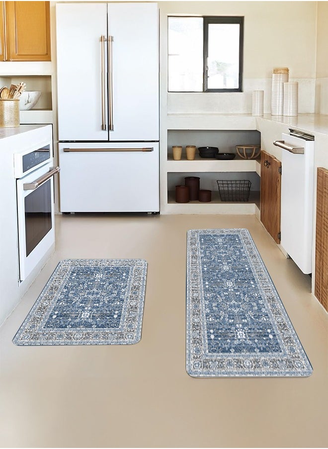 Generic 2 PCS Kitchen Floor Mats Rugs Set, Cushion Floor Carpet, Waterproof, Oil Resistant and Anti-Fatigue PU Standing Mat for Kitchen, Floor, Office, Sink, Laundry 45*75CM+45*120CM  - Image 3