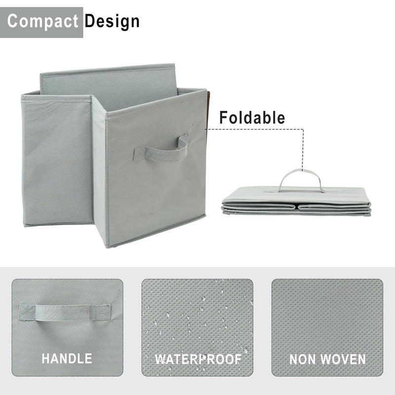 Kuber Industries Pack of 2 Square Foldable Multipurpose Wardrobe Storage Organizer for Home 11 Inch Portable CupboardCloset Organiser Storage Box for Clothes Toys Green Grey - Image 4