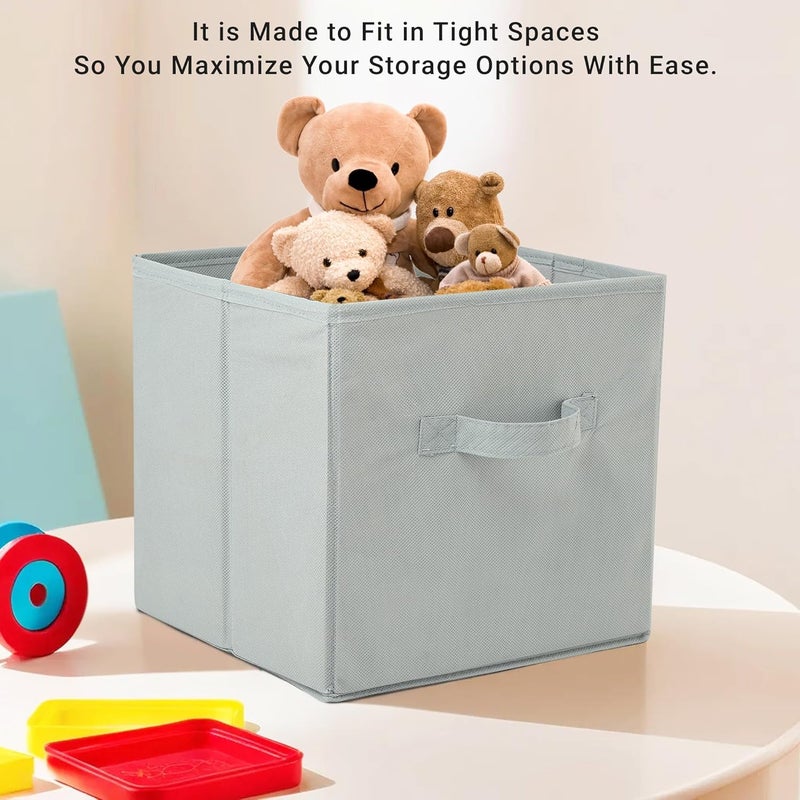 Kuber Industries Pack of 2 Square Foldable Multipurpose Wardrobe Storage Organizer for Home 11 Inch Portable CupboardCloset Organiser Storage Box for Clothes Toys Green Grey - Image 2