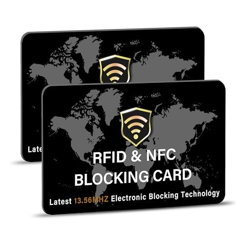 SaiTech IT 2 Pack RFID Blocking Card NFC Contactless Debit/Credit Card ATM Passport Protector ideal for Men & women slim with World map design perfectly fit in wallet(Black), White - Image 1