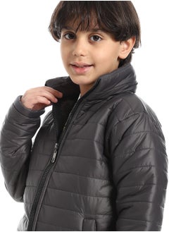 Andora Padded Zipped Boys Jacket_Dark Grey  - Image 4