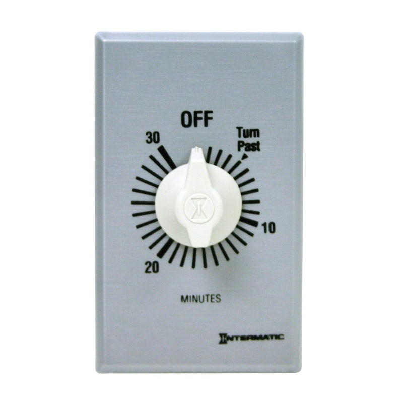 Intermatic Intermatic FF430M 2 Pole Spring Loaded Commercial Wall Timer with Auto Shut, Brushed Metal Finish  - Image 1