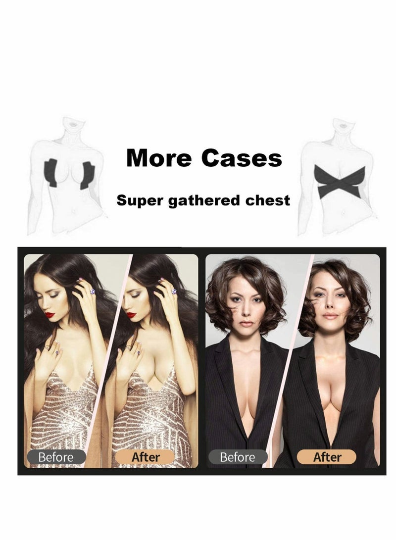 NIBEMINENT 5 Pairs Backless Cover Set, Breathable Large Support Lift Tape, Athletic Chest Disposable Adhesive Bra for A-E Cup, 2" x 16.4ft  - Image 2